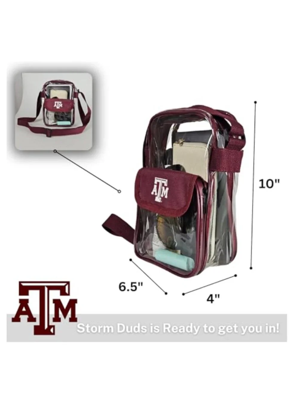 Transparent Crossbody Purse PVC Stadium Approved Bag